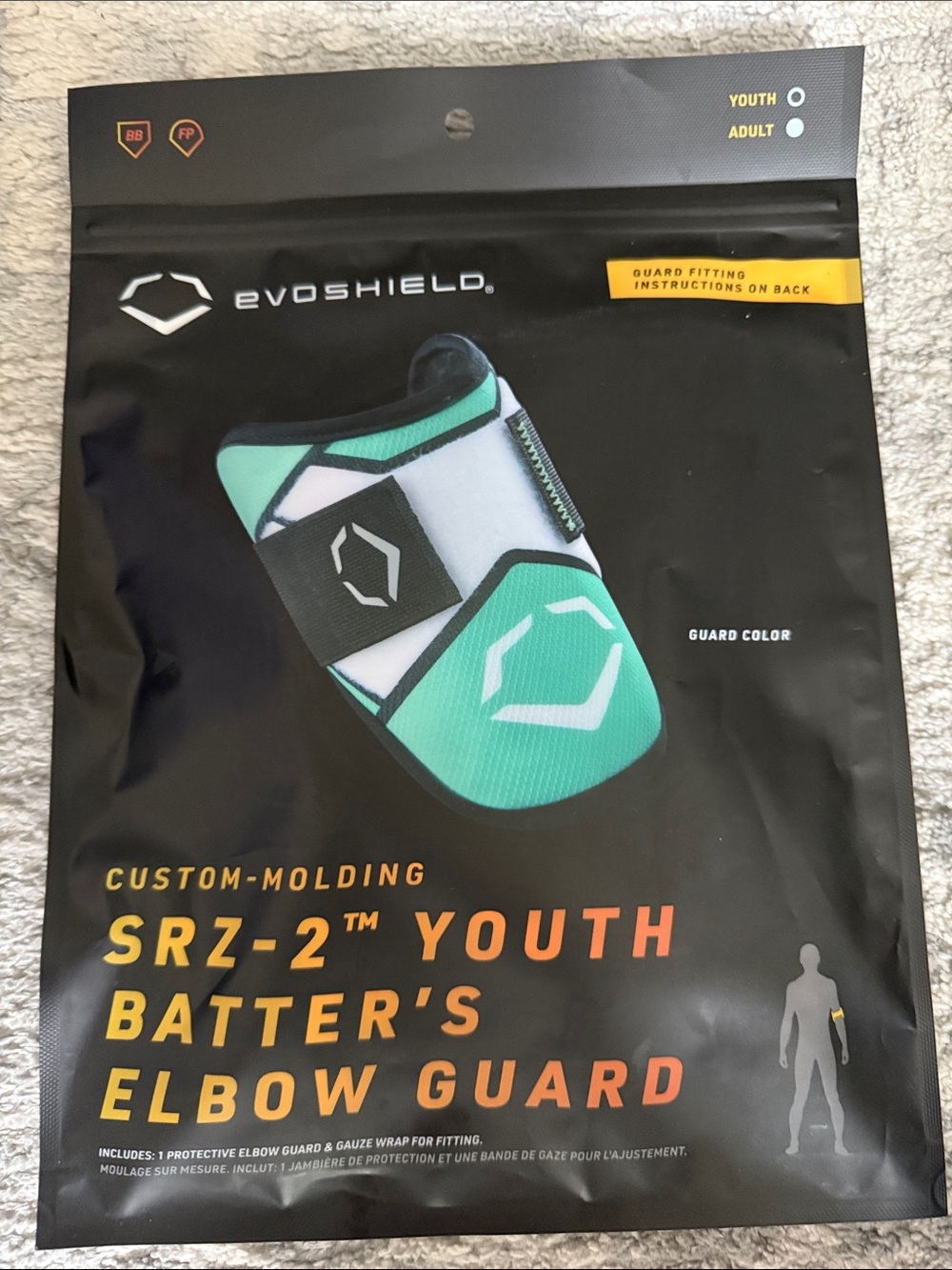 EvoShield SRZ-2 Youth Batter's Elbow Guard - Teal/White- ADULT